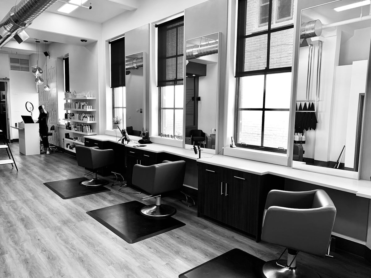 Hair styling area — modern luxury salon